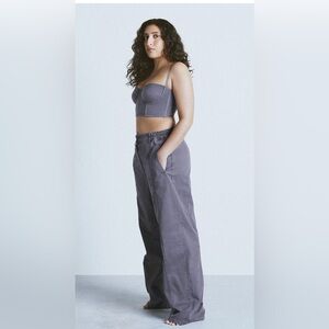 SKIMS NWT Outdoor Bustier & Woven pant Steel blue